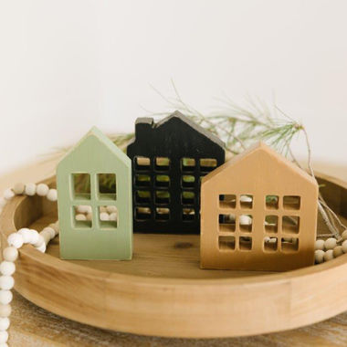 Click here to see Adams&Co 71187 71187 3x5.5x1 wood cutout houses s/3 (HOUSES) bk/gn/bn