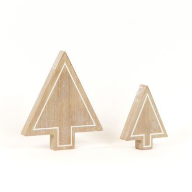 Click here to see Adams&Co 71166 71166 7x8x1, 4x5x1 chunky wood shape set of two (TREE) brown, white Feeling Frosty Collection
