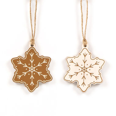 Click here to see Adams&Co 71165 71165 3x3x.25 reversible wood ornament (SNOWFLAKE) white, brown Feeling Frosty Collection