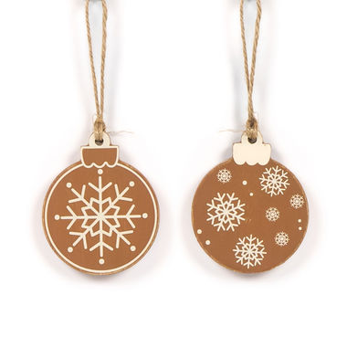 Click here to see Adams&Co 71162 71162 3x3x.25 reversible wood ornament (SNOWFLAKE) white, brown Feeling Frosty Collection