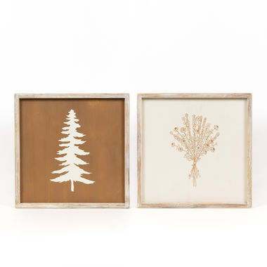 Click here to see Adams&Co 71152 71152 14x14x1.5 reversible wood frame sign (TREE/BOUQUET) white, brown Feeling Frosty Collection