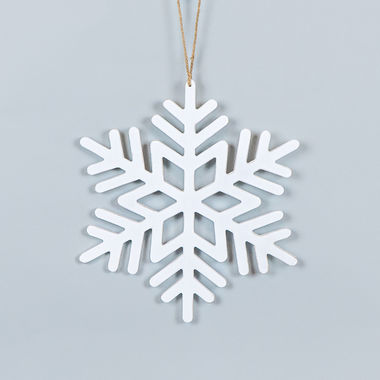 Click here to see Adams&Co 71144 71144 10x12x.25 wood cutout ornament (SNOWFLAKE) white Winter Wishes Collection