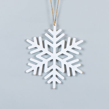 Click here to see Adams&Co 71143 71143 8x9x.25 wood cutout ornament (SNOWFLAKE) white Winter Wishes Collection