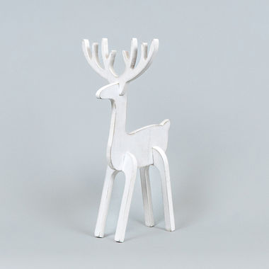 Click here to see Adams&Co 71128 71128 6x12x6.5 wood cutout (REINDEER) white Winter Wishes Collection