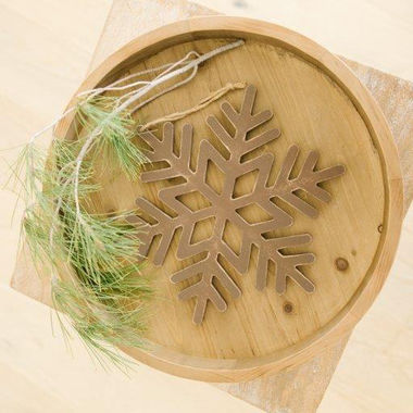 Click here to see Adams&Co 71115 71115 10x12x.25 wood cutout ornament (SNOWFLAKE) brown Winter Wishes Collection