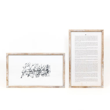 Click here to see Adams&Co 71094 71094 25x15x1.5 reversible wood frame sign (SANTA SLEIGH) white, black Winter Wishes Collection