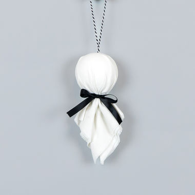 Click here to see Adams&Co 55272 55272 4x8x2.25 cloth ornament (GHOST) white, black Haunted Mansion Collection