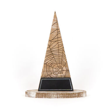 Click here to see Adams&Co 55269 55269 7x10x2.25 wood witch hat (WEBS) multicolor Haunted Mansion Collection