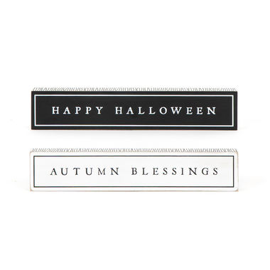 Click here to see Adams&Co 55258 55258 13x3x1.5 reversible wood brick (HALLOWEEN/AUTUMN) white, black Haunted Mansion Collection