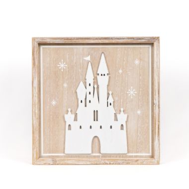 Click here to see Adams&Co 55248 55248 13x13x1.5 reversible wood frame sign (HAUNTED/CASTLE) multicolor Haunted Mansion Collection