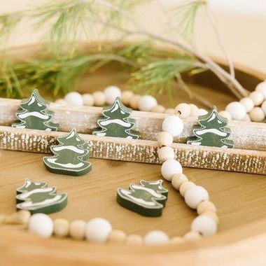 Click here to see Adams&Co 75535 75535 2x2x.25 wood shapes set of six (TREES SNOW) green, white Mid Century Collection