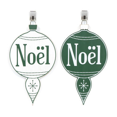 Click here to see Adams&Co 75532 75532 6x10x.5 wood ornament (NOEL) white, green Mid Century Collection
