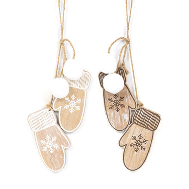 Click here to see Adams&Co 75522 75522 5x11x1.25  hanging wood ornament (MITTENS) multicolor Mid Century Collection