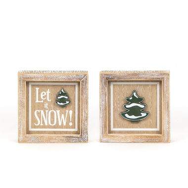 Click here to see Adams&Co 75510 75510 5x5x1.5 reversible wood frame sign (SNOW/TREE) multicolor Mid Century Collection