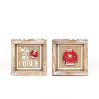Click here to see Adams&Co 75509 75509 5x5x1.5 reversible wood frame sign (BABY/SWEATER) multicolor Mid Century Collection