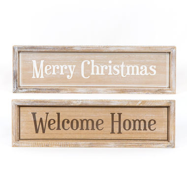Click here to see Adams&Co 75501 75501 25x7x1.5 reversible wood frame sign (MERRY/HOME) multicolor Mid Century Collection