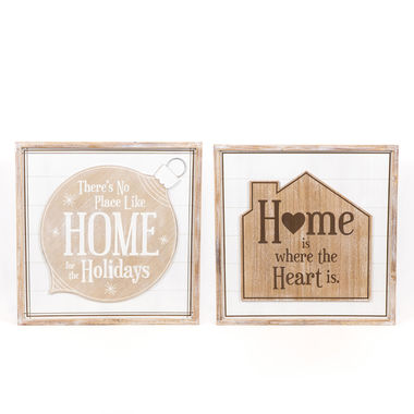 Click here to see Adams&Co 75500 75500 25x25x1.5 reversible wood frame sign (HOME/HEART) multicolor Mid Century Collection