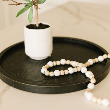 Click here to see Adams&Co 11806 11806 16x15x1 wood round tray (TRAY) black Ukiyo Collection