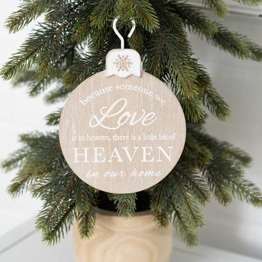 Click here to see Adams&Co 71223 71223 5x7x.5 wood ornament (HEAVEN) natural, white Christmas Bereavement