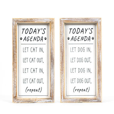 Click here to see Adams 11825 11825 5x10x1.5 reversible wood frame sign (AGENDA) white, black  Fur Babies Collection
