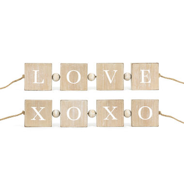 Click here to see Adams&Co 11836 11836 15x3x1 reversible wood blocks (LOVE/XO) natural, white Feel the Love Collection