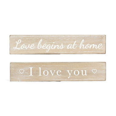 Click here to see Adams&Co 11832 11832 10x2x1 reversible wood block (LOVE/BEGINS) natural, white  Feel the Love Collection