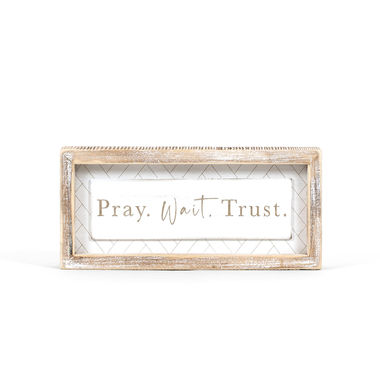 Click here to see Adams&Co 11862 11862 10x5x1.5 wood frame sign (PRAY) white, natural Remember When Collection