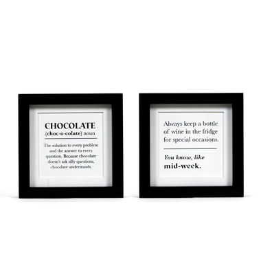 Click here to see Adams&Co 11840 11840 7.5x7.5x1.5 rvs wd frmd sn (MDWK/CHCLT) white, black  Chocolate & Wine Collection