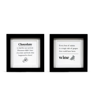 Click here to see Adams&Co 11839 11839 7.5x7.5x1.5 rvs wd frmd sn (RSNS/DNSRS) white, black  Chocolate & Wine Collection