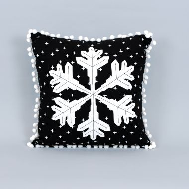 Click here to see Adams&Co 75541 75541 13x13x6 reversible linen pillow (SNOWFLAKE) black, white
