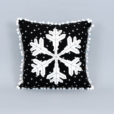 Click here to see Adams&Co 75541 75541 13x13x6 reversible linen pillow (SNOWFLAKE) black, white Mid Century Christmas Collection