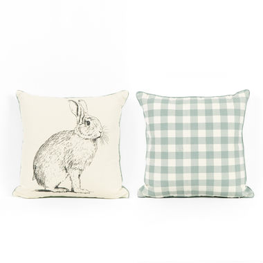Click here to see Adams&Co 30282 30282 17x17x4 rvs pillow (RABBIT/CHKRD) multicolor  Cottontail Collection