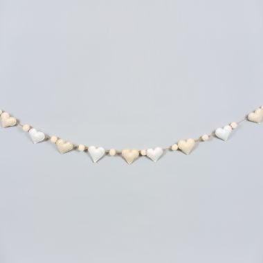 Click here to see Adams&Co 20127 20127 71x3x1 felt garland (HEART) white, brown Lucky In Love Collection
