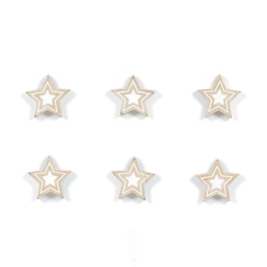 Click here to see Adams&Co 45169 45169 2x2x.25 wood shapes s/6 (STARS) natural, white  Peaches, Cream & The American Dream Collection