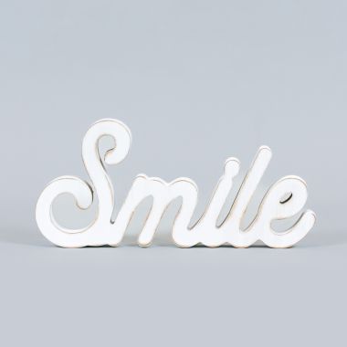 Click here to see Adams&Co 45164 45164 10x5x1 wood cutout (SMILE) white Peaches, Cream & The American Dream Collection