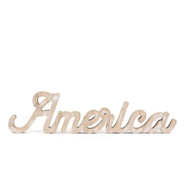 Click here to see Adams&Co 45162 45162 17x4x1 wood cutout (AMERICA) natural  Peaches, Cream & The American Dream Collection