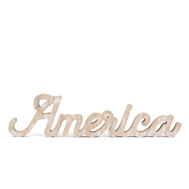 Click here to see Adams&Co 45162 45162 17x4x1 wood cutout (AMERICA) natural Peaches, Cream & The American Dream Collection