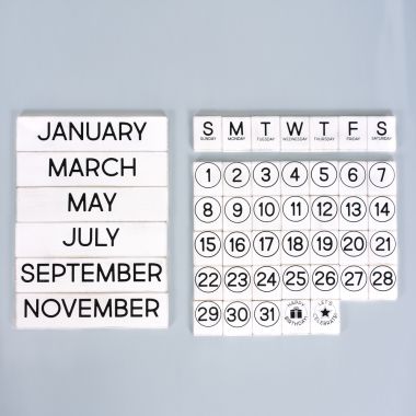 Click here to see Adams&Co 15823 15823 10x18x.25 bag 46 pieces 2x2x.25 (CALENDAR) white, black Letterboard Collection