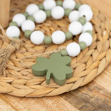 Click here to see Adams&Co 20134 20134 24x1 wood bead garland (SHAMROCK) white, green  Lucky In Love Vol. 2