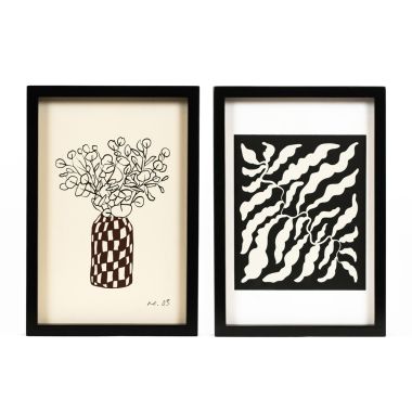 Click here to see Adams&Co 11931 11931 9x13x1.5 reversible wood frame sign (FLORAL) white, black  Ukiyo Collection