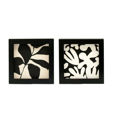 Click here to see Adams&Co 11929 11929 5x5x1.5 reversible wood frame sign (NATURE/LEAF) black, white  Ukiyo Collection