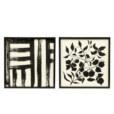 Click here to see Adams&Co 11928 11928 24x24x1.5 reversible wood frame sign (LINE/FLORAL) white, black  Ukiyo Collection