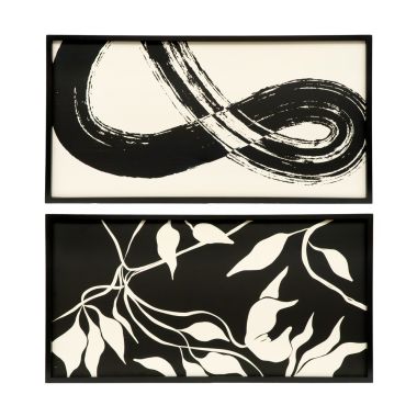 Click here to see Adams&Co 11923 11923 24x47x1.5 reversible wood frame sign (&/LEAVES) black, white  Ukiyo Collection