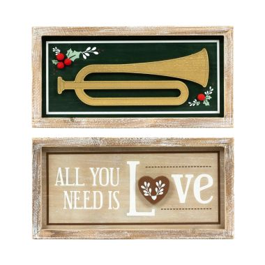 Click here to see Adams&Co 75548 75548 13x6x1.5 reversible wood frame sign (HORN/LOVE) multicolor  