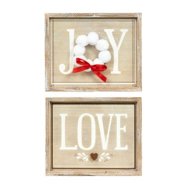 Click here to see Adams&Co 75546 75546 13x10x1.5 reversible wood frame sign (JOY/LOVE) multicolor Home For The Holidays Collection