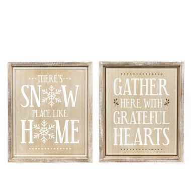 Click here to see Adams&Co 75545 75545 17x20x1.5 reversible wood frame sign (SNOW/GATHER) multicolor Home For The Holidays Collection