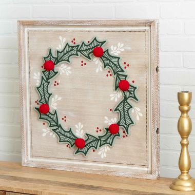 Click here to see Adams&Co 75544 75544 24x24x1.5 wood frame sign (WREATH) multicolor Home For The Holidays Collection