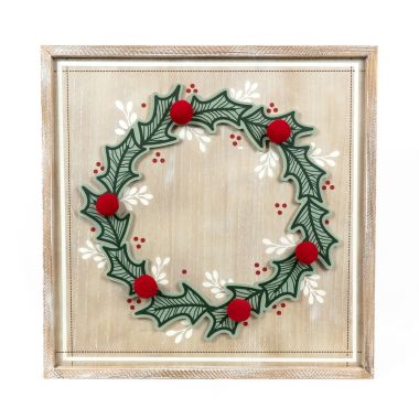 Click here to see Adams&Co 75544 75544 24x24x1.5 wood frame sign (WREATH) multicolor Home For The Holidays Collection
