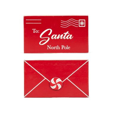 Click here to see Adams&Co 71307 71307 5x3x1 chunky wood shape (LETTER) red, white  Candy Cane Lane Collection