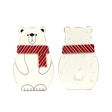 Click here to see Adams&Co 71304 71304 4x6x1 chunky wood shape (POLAR BEAR) multicolor  Candy Cane Lane Collection
